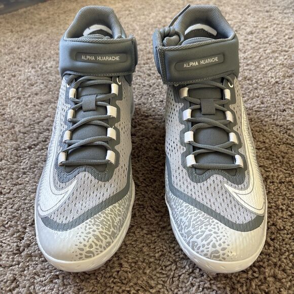 Nike Alpha Huarache Elite 4 Mid Metal Baseball Cleats Gray Size 14 DJ6520-012 - Picture 1 of 6